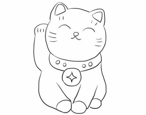 招财猫简笔画 招财猫简笔画图片大全可爱