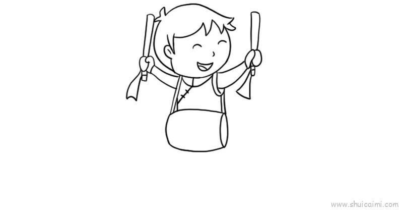 新春敲鼓儿童画怎么画 新春敲鼓简笔画简单又好看