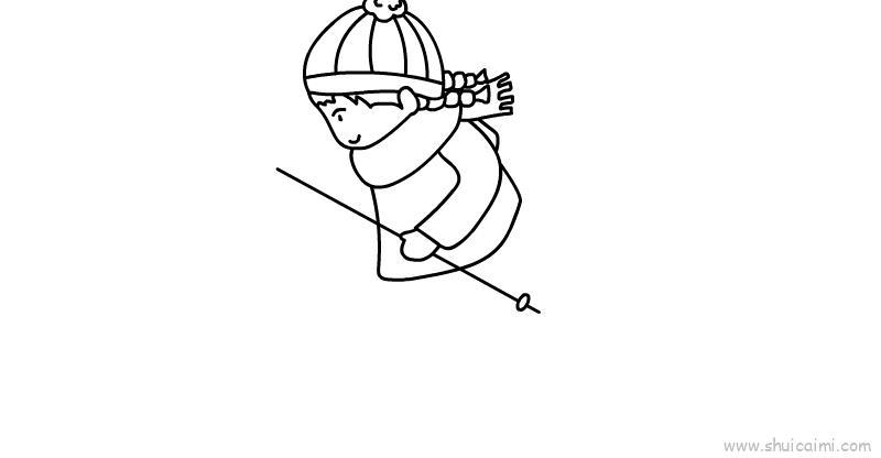 滑雪儿童画怎么画 滑雪简笔画顺序