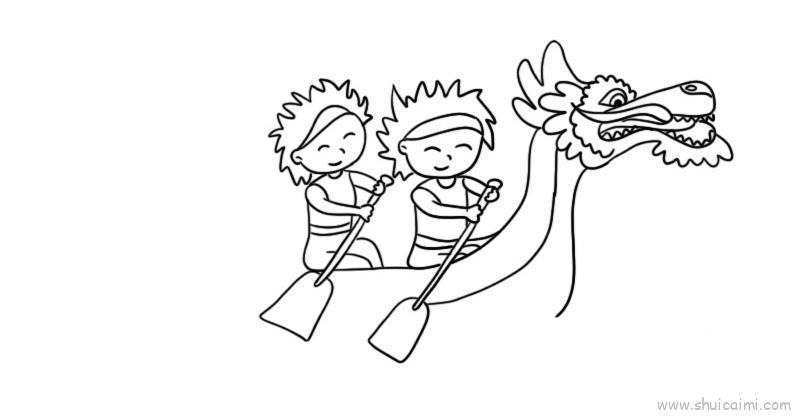 端午节赛龙舟儿童画怎么画 端午节赛龙舟简笔画顺序