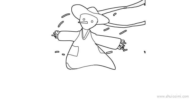 稻草人儿童画怎么画 稻草人简笔画顺序