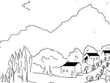 山水画简笔画 山水画简笔画儿童画