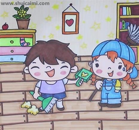 扫地儿童画简笔画怎么画 扫地儿童画简笔画顺序