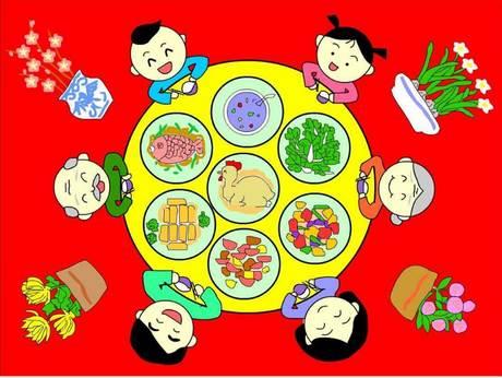 画一桌年夜饭简笔画彩色 年夜饭简笔画彩色 简单