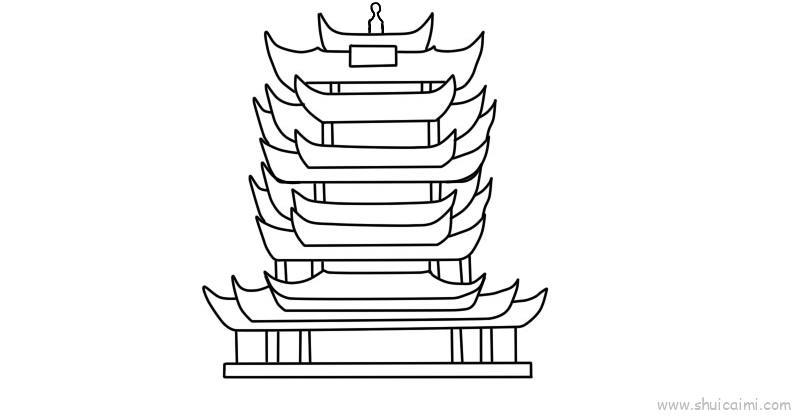 黄鹤楼儿童画怎么画 黄鹤楼简笔画好看