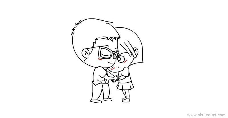 变白情侣小人儿童画怎么画 变白情侣小人简笔画简单