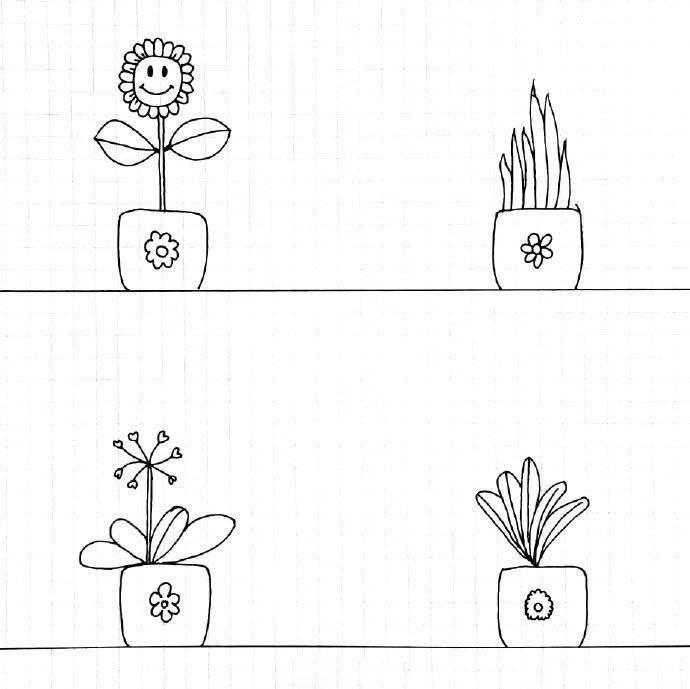 盆栽简笔画 盆栽简笔画图片带颜色