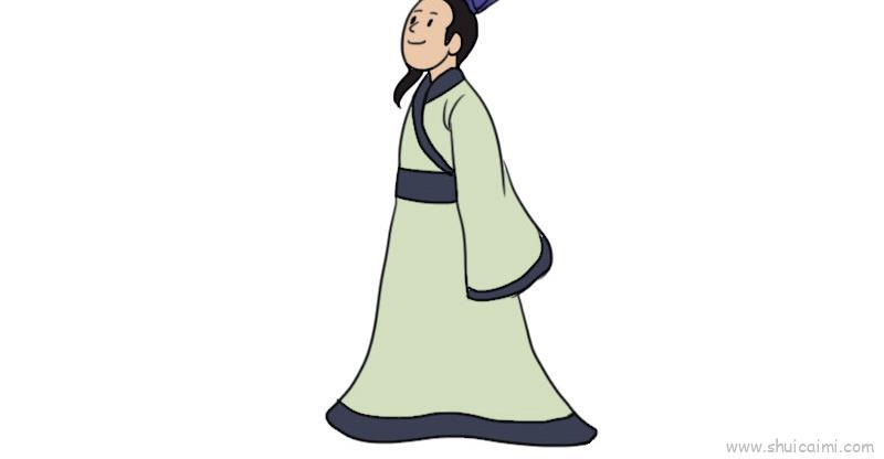 屈原儿童画怎么画 屈原简笔画步骤
