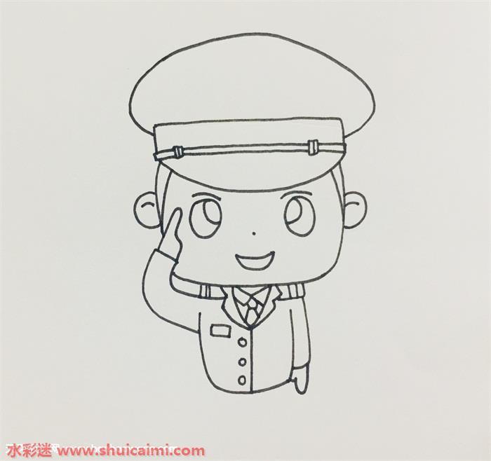 敬礼警察叔叔怎么画 敬礼警察叔叔简笔画简单彩色