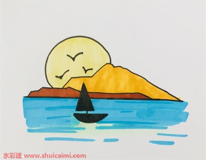 夕阳怎么画 夕阳简笔画画法