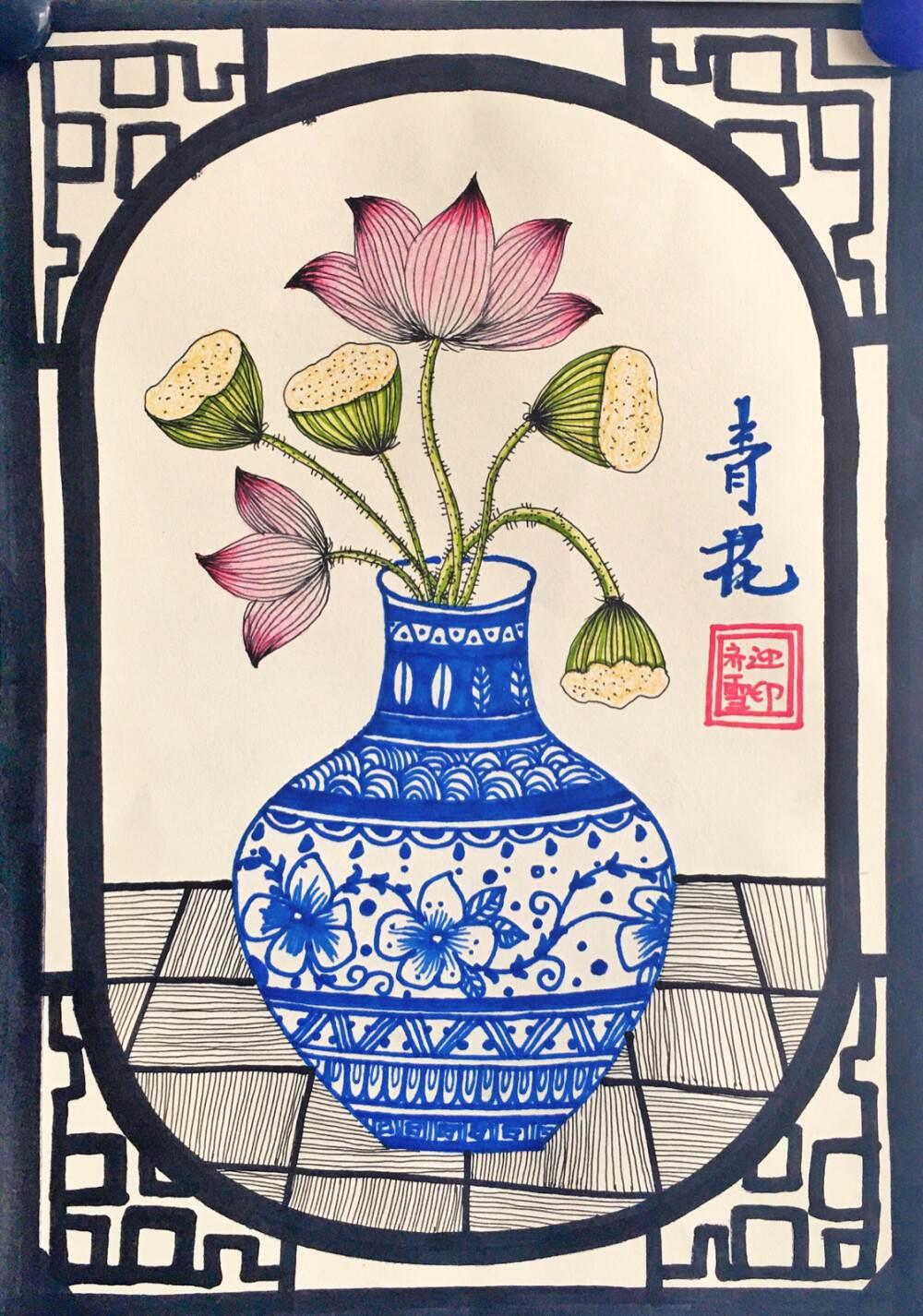 青花瓷简笔画 青花瓷简笔画图片大全