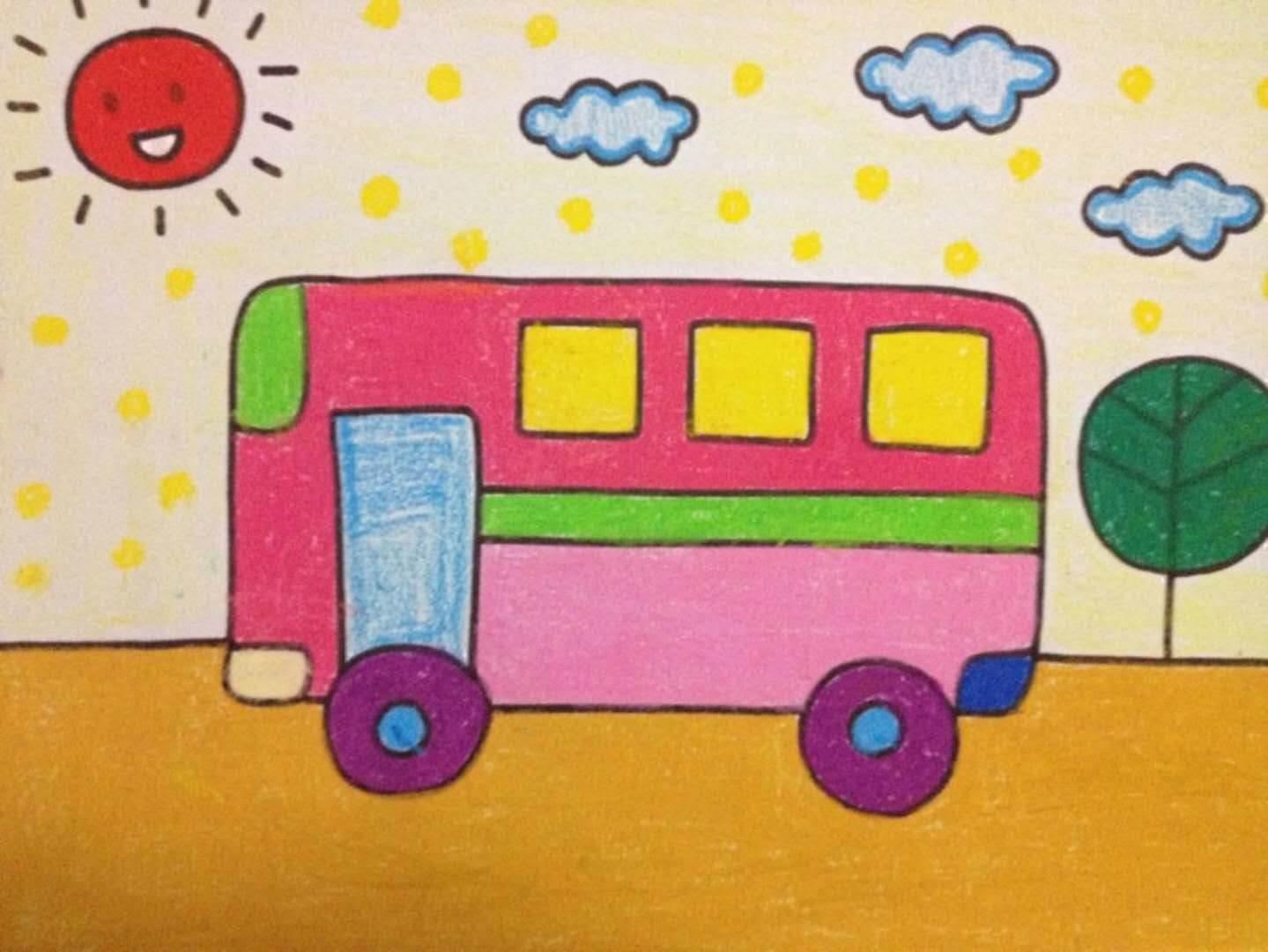 学校校车绘画简笔画 校车画法简笔画