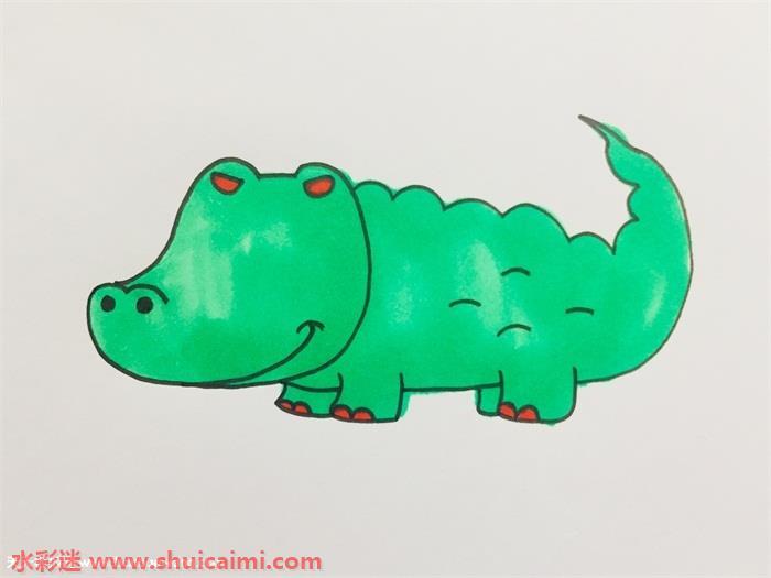 鳄鱼怎么画 鳄鱼简笔画彩色