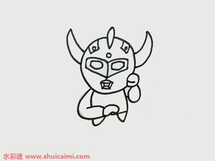 黄金赛罗卡通动漫简笔画图片教程大全