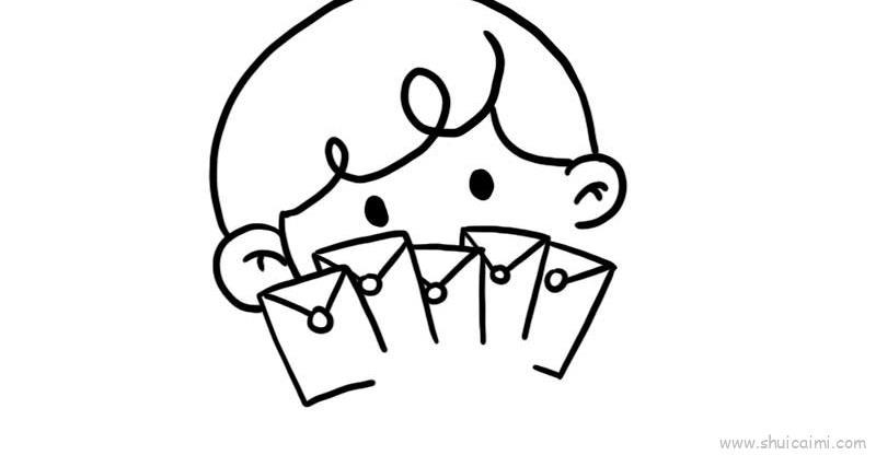 收红包咯儿童画怎么画 收红包咯简笔画图片大全