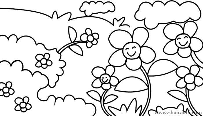 花丛简笔画怎么画 花丛简笔画图片大全