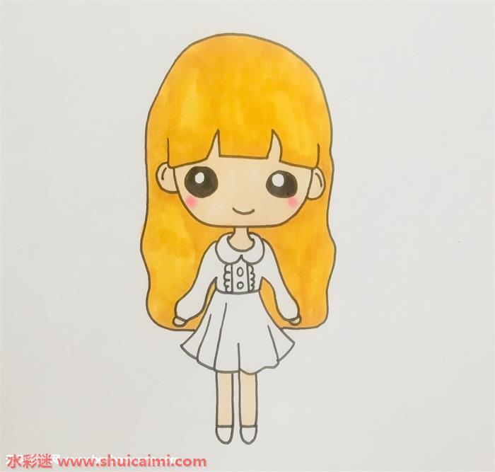 全身人物长发女生怎么画 长发女生简笔画步骤图
