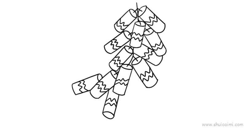 新年鞭炮儿童画怎么画 新年鞭炮简笔画步骤