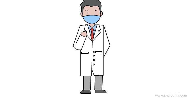 医生全身带口罩儿童画怎么画 医生全身带口罩简笔画图片大全