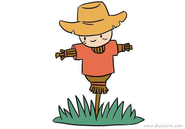 稻草人儿童画怎么画 稻草人简笔画好看