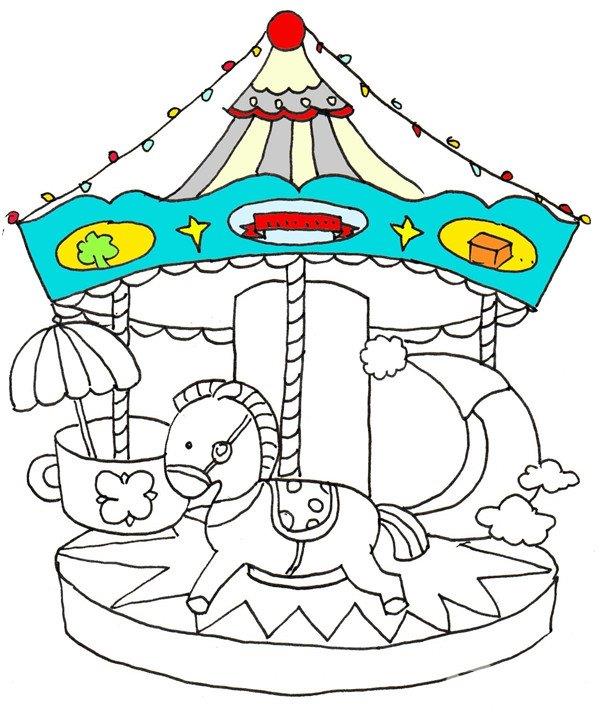 旋转木马的简笔画怎么画 旋转木马的简笔画简单