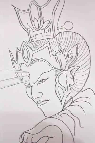 二郎神帅气简笔画 二郎神简笔画大全