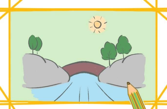 河流简笔画 河流简笔画图片带颜色