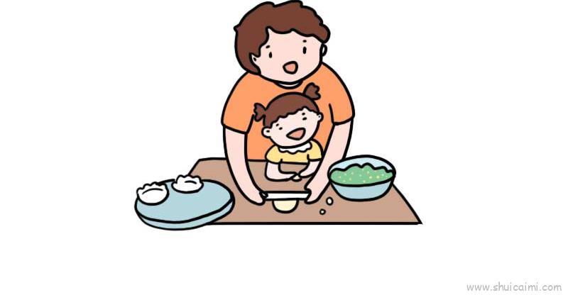 包饺子儿童画怎么画 包饺子简笔画画法