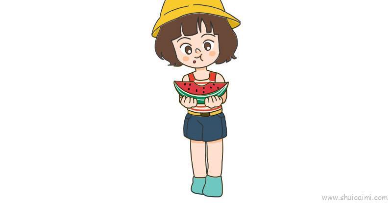 吃西瓜儿童画怎么画 吃西瓜简笔画画法