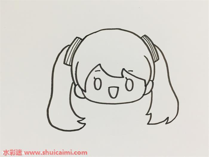 卡通动漫初音全身简笔画详细教程