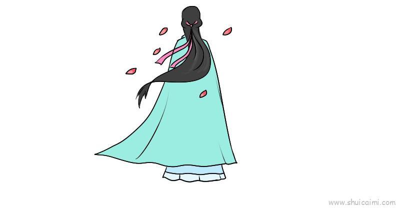 古风女孩背影儿童画怎么画 古风女孩背影简笔画画法