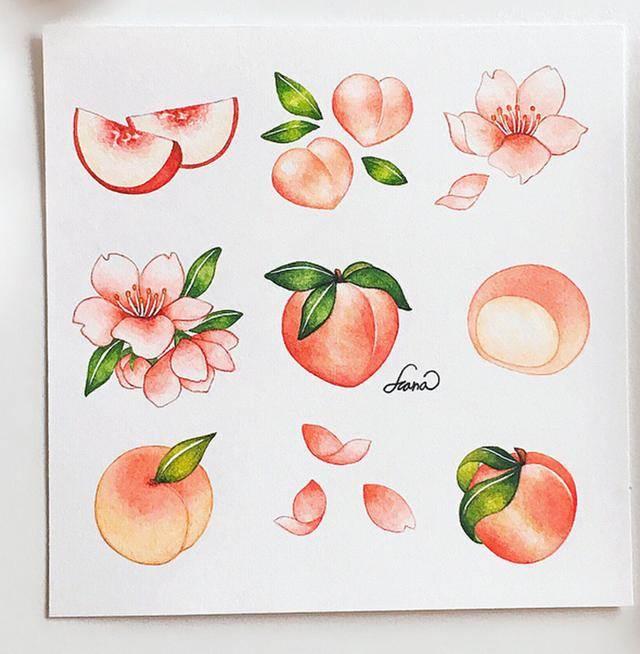 水彩笔简笔画素材手帐 水彩笔手绘