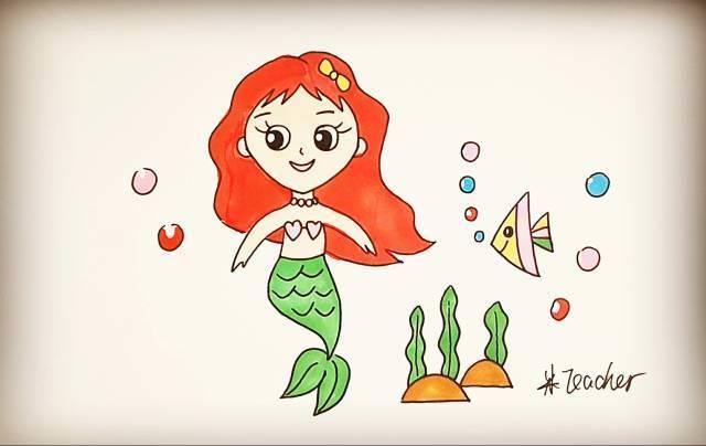 简笔画美人鱼 简笔画美人鱼儿童画