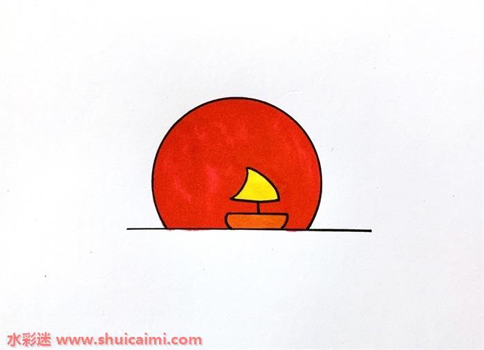 夕阳怎么画 夕阳简笔画简单好看带颜色