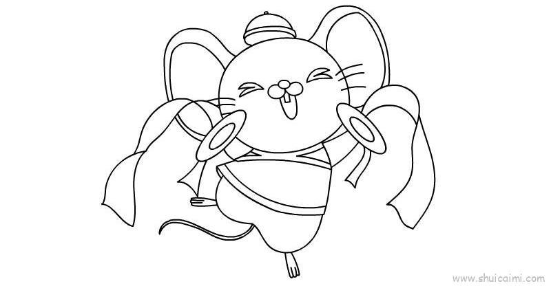 鼠年喜庆风格简笔画画法教学
