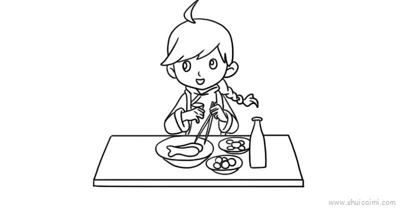 年夜饭儿童画怎么画 年夜饭简笔画图片