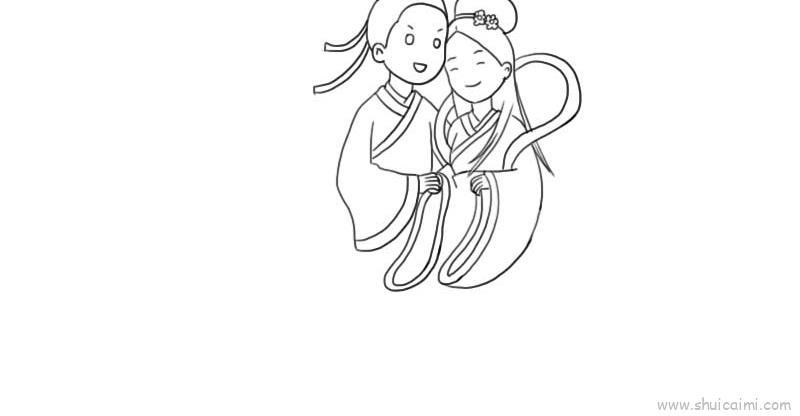 牛郎织女儿童画怎么画 牛郎织女简笔画步骤