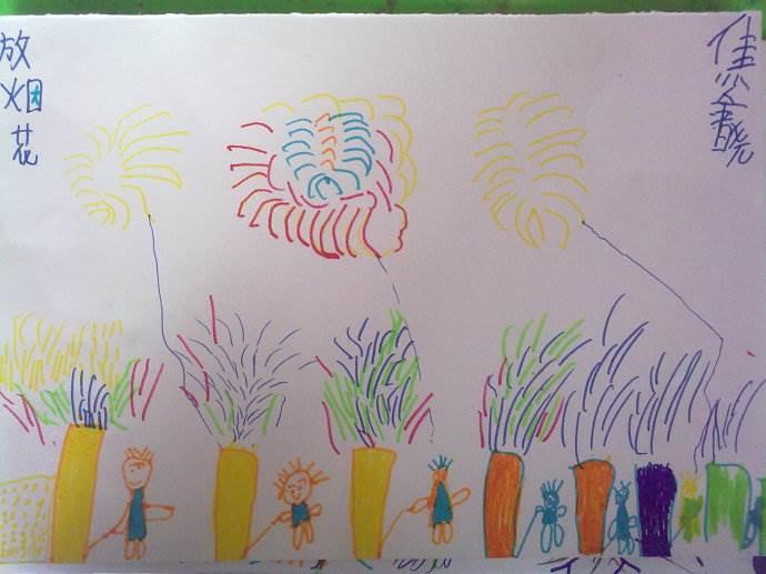 新年放烟花图片简笔画彩色 过年放烟花简笔画彩色