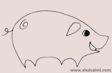 可爱野猪儿童简笔画
