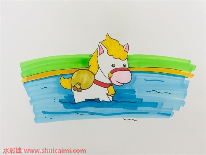 小马过河的简笔画画法步骤教程