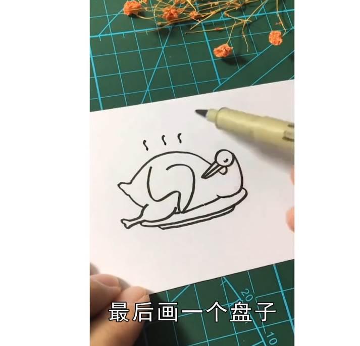 北京烤鸭简笔画 北京烤鸭简笔画一步一步