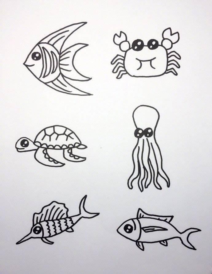 海洋动物简笔画 海洋动物简笔画可爱