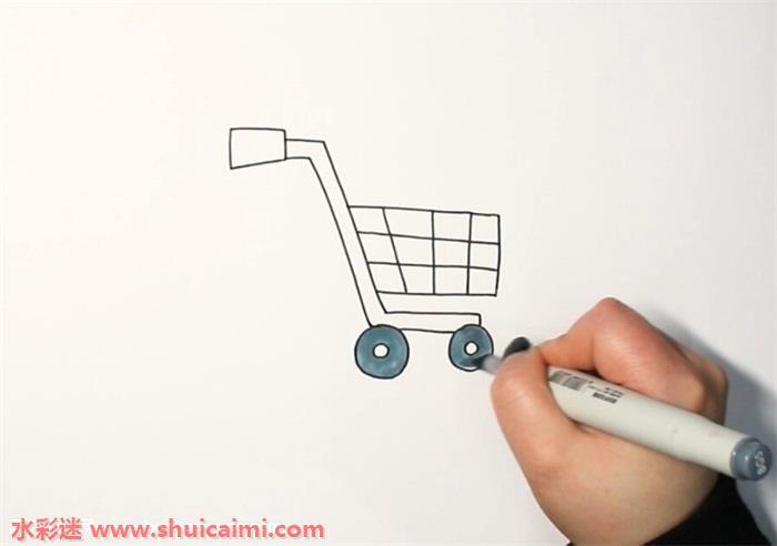 购物车怎么画 购物车简笔画图片大全带颜色