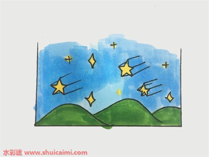流星雨怎么画 流星雨简笔画简单易画彩色