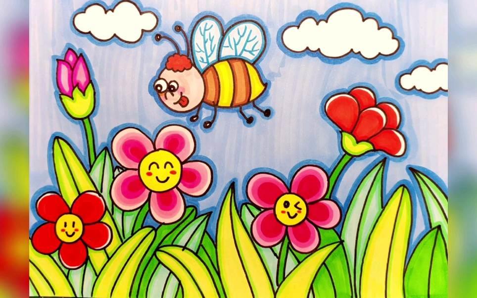 花朵简笔画彩色 春天花朵简笔画彩色