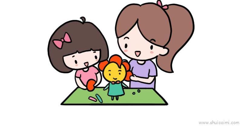 亲子互动儿童画怎么画 亲子互动简笔画简单