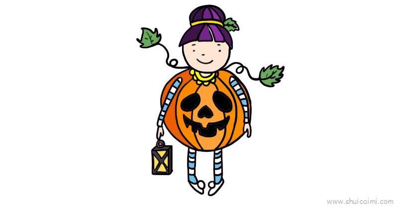 南瓜女孩儿童画怎么画 南瓜女孩简笔画步骤