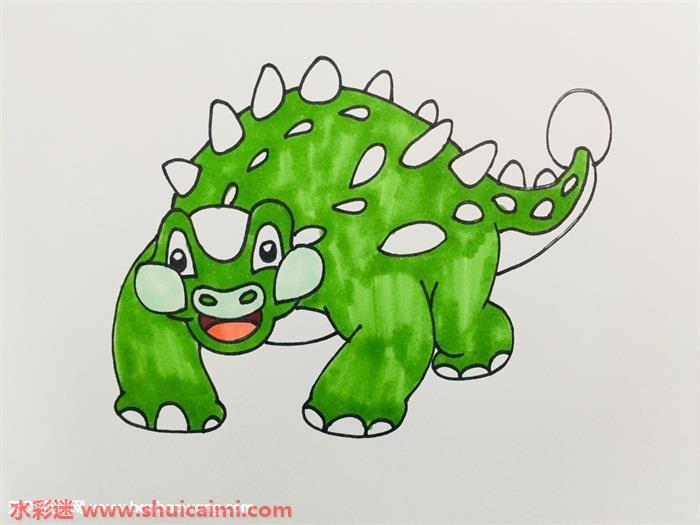 甲龙怎么画 甲龙简笔画图片大全带颜色