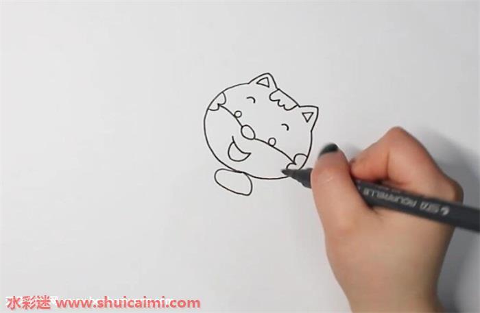 小猫钓鱼怎么画 小猫钓鱼简笔画步骤