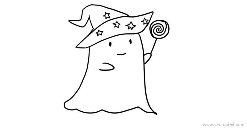 幽灵吃糖儿童画怎么画 幽灵吃糖简笔画图片大全